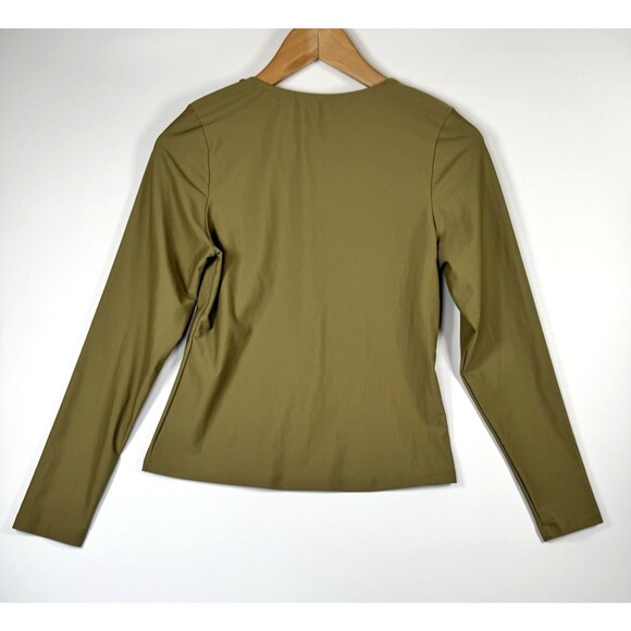 Canopea Swim Top Womens 6 Olive Green Long Sleeve UPF 50 Rash Guard Sustainable - Picture 3 of 12